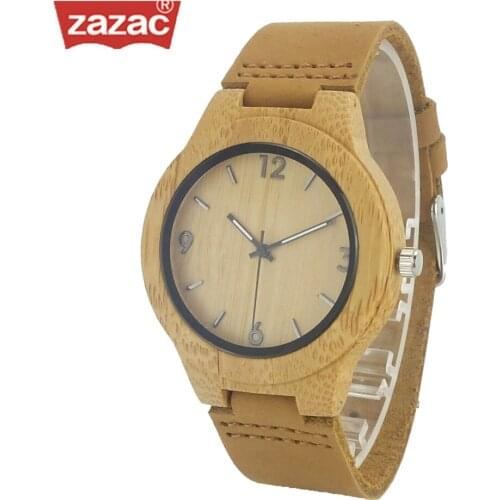 Luxury Brand Zazac women Bamboo Wood Watches child and Women Quartz Clock Fashion Casual Leather Strap Wrist Watch Male Relogio