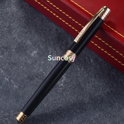 Hero 200C Black Barrel Fountain Pen 14K Gold Fine Nib 0.5mm Gold Trim, Office School Writing Tool Gift Box Pen Set
