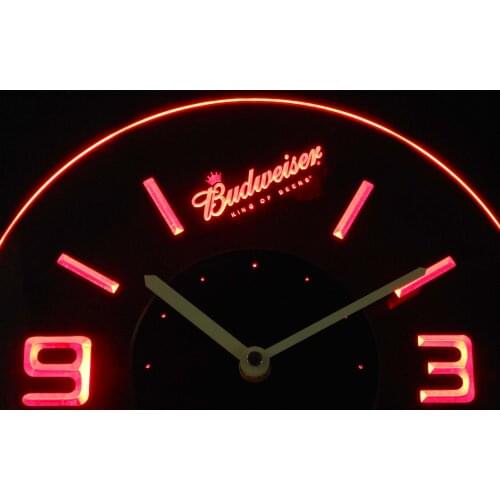 Cnc0467 Budweiser King of Beer Illuminated 3D Neon Light LED Clock