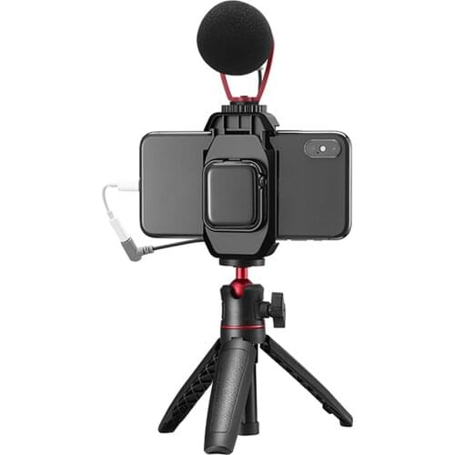 Smartphone Selfie Clip Holder with 1/4 Screw for Apple Watch Series 5 Vlog Tripod Mount with Cold Shoe