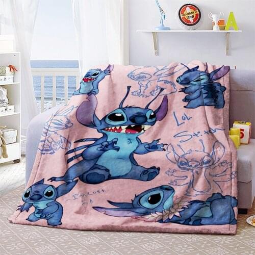 Disney Lilio & Stitch Customized Blanket 3D Anime Unisex Children Kids Boys Girls Gift Throw on Sofa Bed Baby Bed Keep Warm Soft