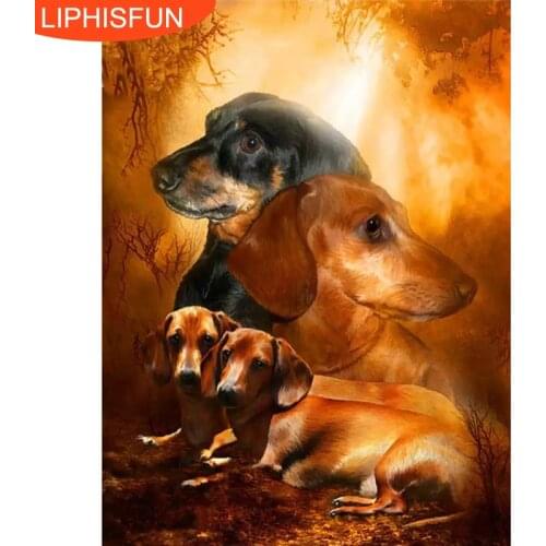 DIY 5D Diamond Painting Dog Family 5D Diamond Painting Cross Stitch Kits Handmade Diamond Embroidery Pattern Rhinestone