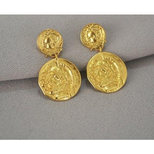 Women Coin earrings drop real gold plated high class jewelry for daily use