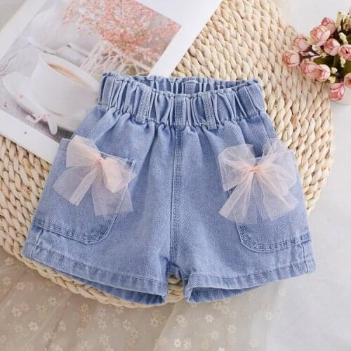 Girls denim shorts 2021 new arrival baby girl shorts summer casual fashion cute bow shorts for kids pants