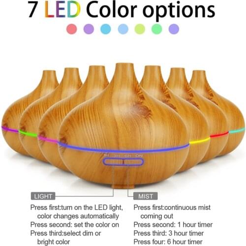 ELOOLE Humidifier Electric Aroma Air Diffuser Wood Grain Ultrasonic Air Humidifier Essential Oil Aromatherapy Mist Maker Home