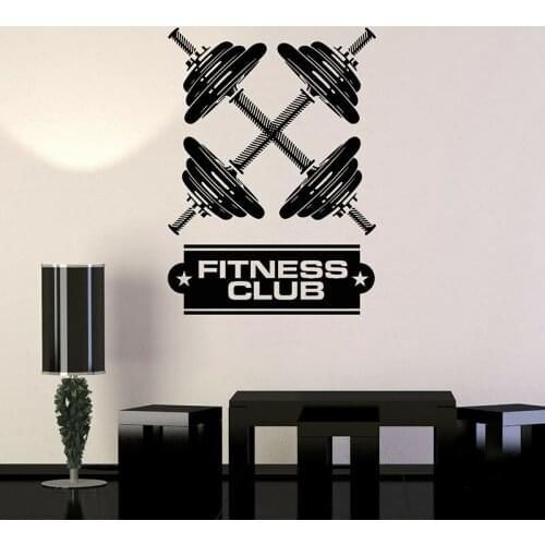 Dumbbells Wall Decal Bodybuilding Sports Training Logo Door Window Vinyl Stickers Fitness Club Gym Interior Decor Wallpaper E752
