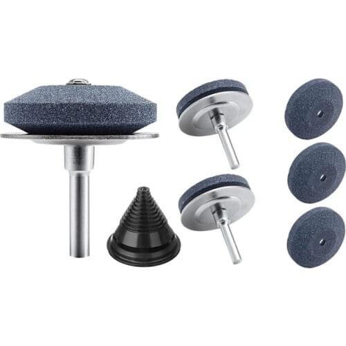 Hot SV-7 Pcs Lawn Mower Blade Sharpener Multi-Sharp Rotary Lawnmower Sharpen Kit For Power Drill Hand Drill, Blade Balancer
