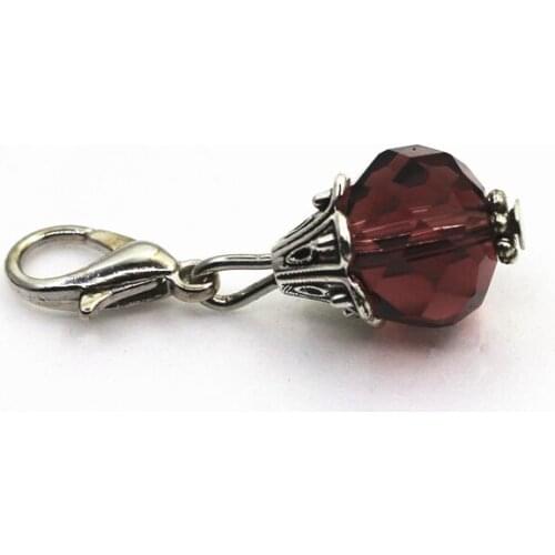 Hot Selling 20pcs/lot Kermesinus Crystal Dangle Charms Lobster Clasp DIY Bracelet Necklace Pendant Jewelry Hanging Charms