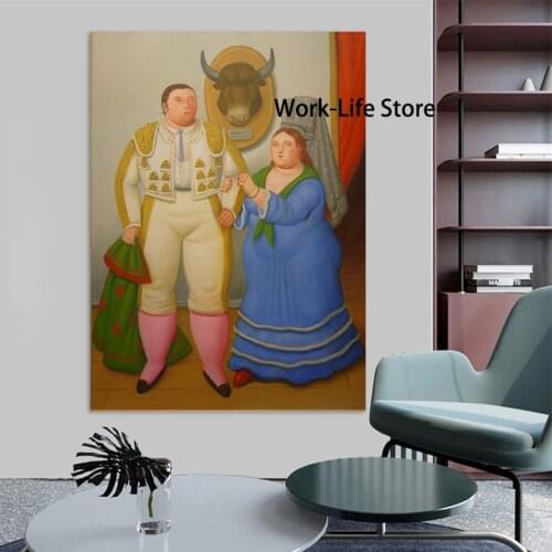 Funny Fat Art Raphael and his wife Canvas Paintings By Fernando Botero Posters and Prints Living Room Wall Art Picture Decor