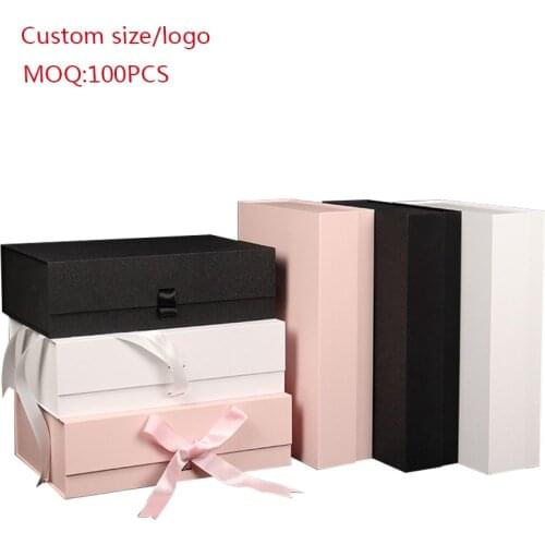 Customize Logo 10Pcs/Lot Paperboard Folding Rigid Box Magnetic Closure 3 Colors Available Packaging Hair Wigs Cosmetic Gift Case