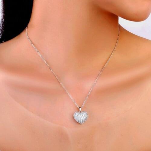 Small Clear Cubic Zircon Heart Necklace For Women Gold CZ Crystal Pendant Choker Wedding Party Gifts Trendy Jewelry 2021 New