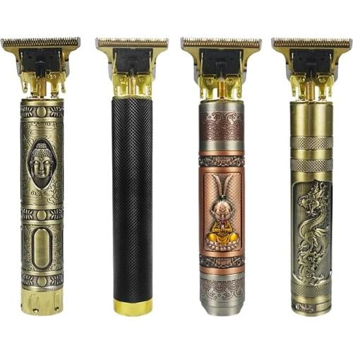 Classic Cylindrical Mens Trimmer USB Battery Rechargeable Electric Hair Clipper T-shaped Hair Shaving Machine Low Noise Razor