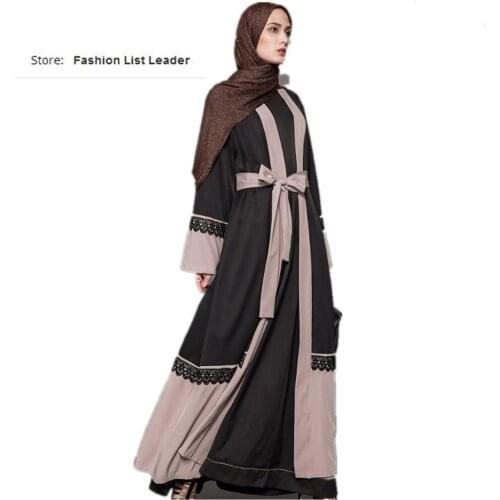 S-5XL Plus size Adult Casual lace Robe Musulmane Turkish Dubai Fashion Abaya Muslim Dress lace Robes Arab Worship Service Wj1472