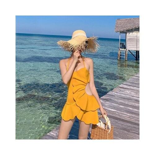 Fashion Sexy Backless One-piece Solid Swimsuit Women Camisole String Bikini Girl Swimming Suit Monokini Bathing