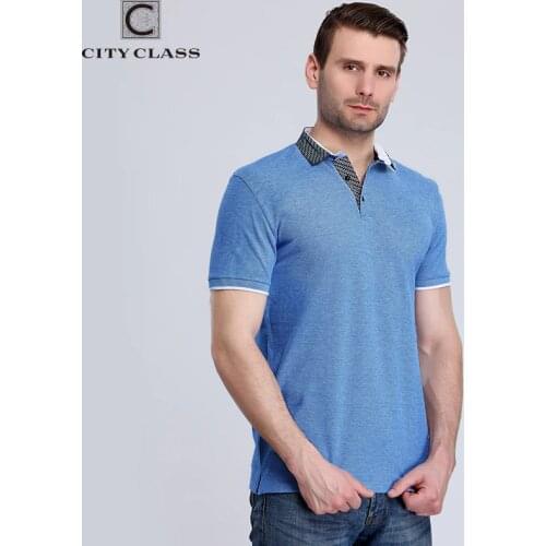 CITY CLASS New Mens Polo Shirt Double Color Pique Fabric Short Sleeve breathable Business Casual Male polo cotton shirt 2442