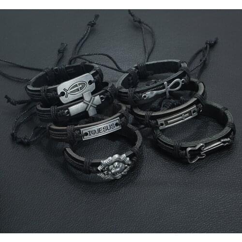 CIBOCIBO Cross Bracelet Men 2021 Retro High Quality Bracelet Men Simple Vintage Punk Wristband Classic Armband Gift For Men