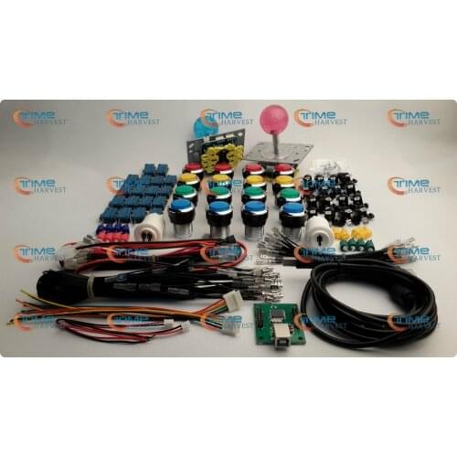 Arcade parts Bundles With Silver Plated Illuminated buttons Illuminated Joystick player1 &2 button Microswitch USB adapter Wires