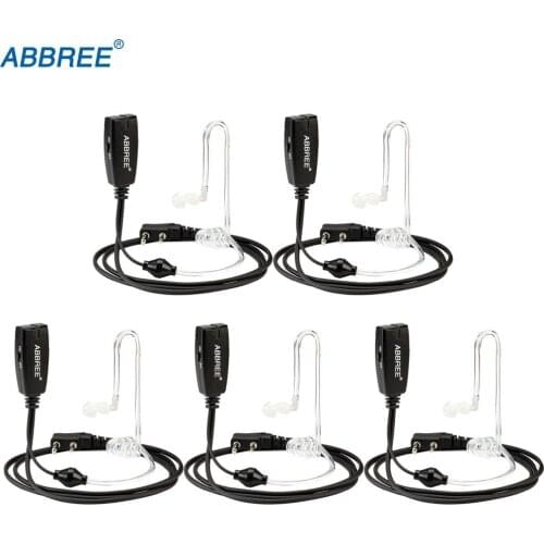 5pcs Abbree VOX 2 Pin Air Acoustic Tube Earpiece Headset For Kenwood Baofeng UV-5R UV-82 BF-888S TYT Wouxun Abbree Walkie Talkie