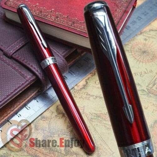 FOUNTAIN PEN 18KGP MEDIUM NIB DEEP RED AND SILVER ARROW CLIP JINHAO 601