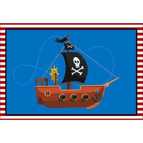 Pirate Themed Birthday Party Decorations Backdrop Kids Sailing Banners Cake Table Curtain Photo Background Supplies Wallpapers