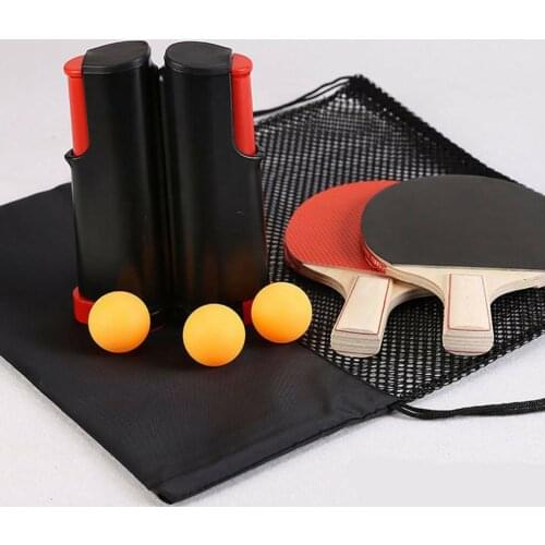Portable Table Tennis Set Ping Pong Set With Retractable Net Indoor Outdoor Play Table Tennis Racket Sports Training Accessories
