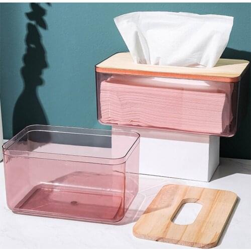 Simple Tissue Box Household Living Room Pumping Box Transparent Surface Paper Box Restaurant Napkin Storage Box Home Storage Box