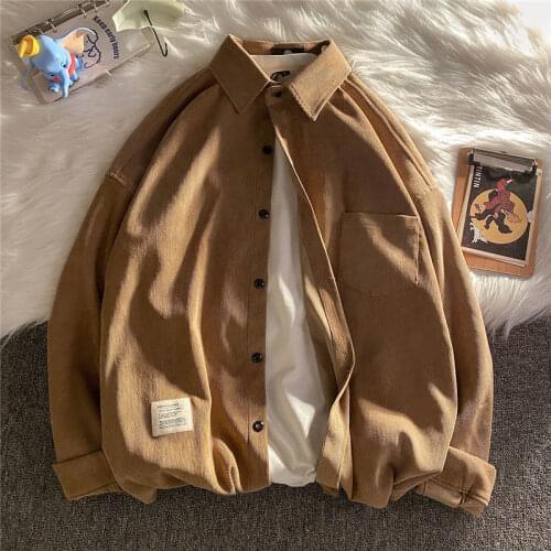 Corduroy Shirt Coat Womens Long Sleeve Loose Japanese Retro Oversized Womens Top 2021 Autumn Thickened Warm Shirt Women