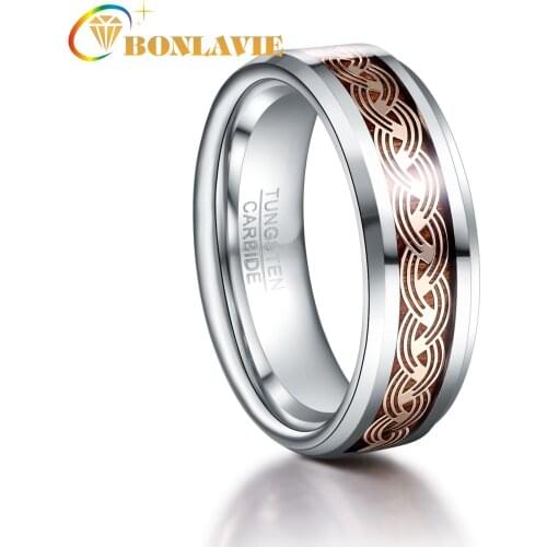 Silver Color Anel Masculino High Polish Gold Color Ripple Pattern Tungsten Steel Men Engagement Rings