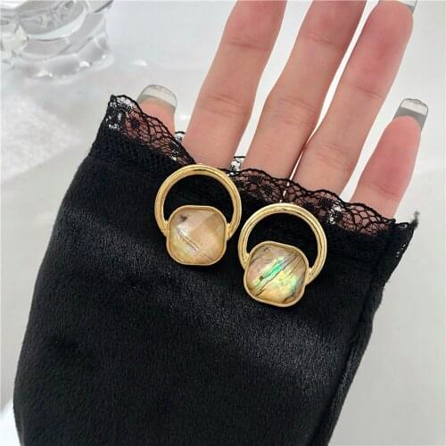 In 2021 The Baroque Acrylic Geometry Earring Retro Trend Design Personality Girls Fashion Party Contracted Stud Earrings