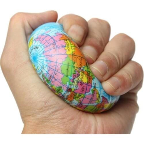 PU Foam Ball Soft Venting Relaxing Release Pressure Anxiety Extrusion Gym Globe World Map Decompression Toy For Children Adults