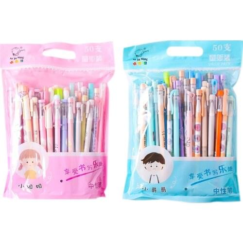 30pcs/Pack Korea Style Cartoon Gel Pen School Students Writing Promotion Black Pen Office Stationery Cartoon Japanese Pen