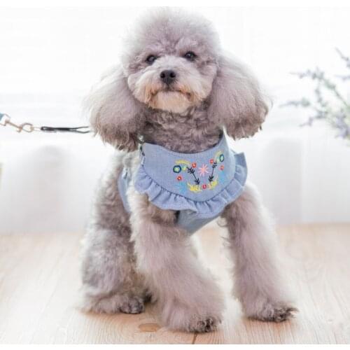 Dog Pet Harness Embroidered Cowboy Vest Dog Leash Pet Peggy Cat Rope Teddy Rope Kitten Collar Lovely New Pet Supplies