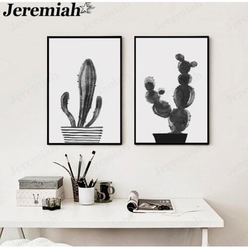 Nordic Black and White Desert Plant Canvas Poster Cactus Potted Painting Print Wall Art Bedroom Home Decoration Wall Stickers