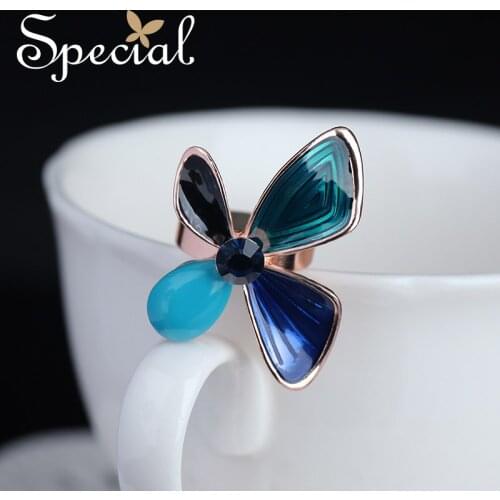 Special Fashion Flower Ceramic Rings for Women Enamel Wedding Ring Engagement Rhinestones Jewelry 2017 Gifts JZ16016