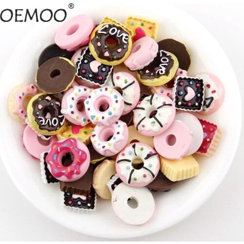 20PC mixed cake donut macaron resin kawaii decoration miniature resin cream bread food DIY resin decoration