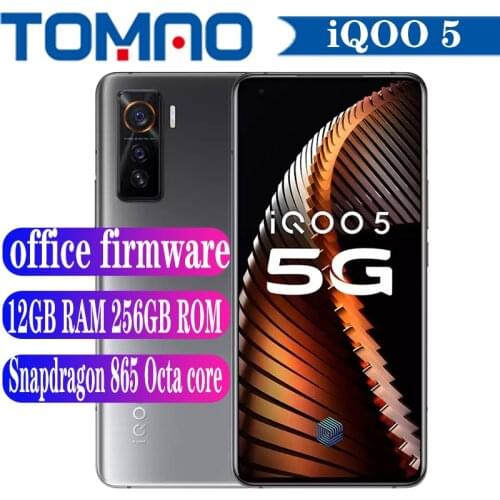 Original Vivo iQOO 5 5G Mobile Phone 120Hz Screen Refresh Rate Snapdragon 865 8GB 12GB RAM 128GB 256GB ROM 4500mAh 55W 50.0MP