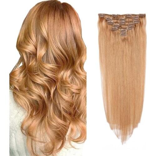 Hair Extensions Clip in Human Hair Honey Blonde Remy Human Hair Extensions Clip in Natural Hair Extensions Straight