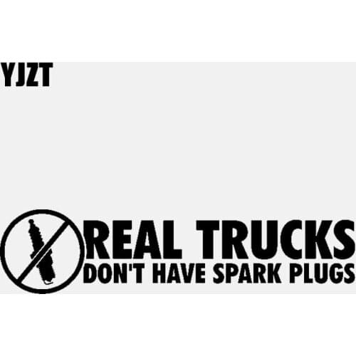 YJZT 14.5CM*3.5CM Vinyl Decal Diesel Car Stickers REAL TRUCKS DON'T HAVE SPARK PLUGS Black/Silver C3-1012