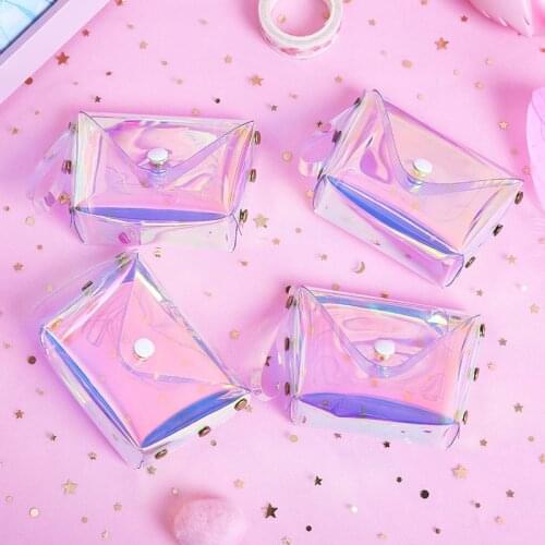 Women Holographic Transparent coin purse fashion Jelly Money pouch Girls laser sweet short mini wallet for female cute monedero