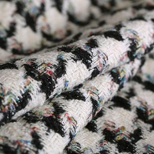 150CM Wide 650G/M Weight Check Tweed Knitted Mohair & Wool & Acrylic Fabric for Autumn Spring Dress Coat Jacket DE1170