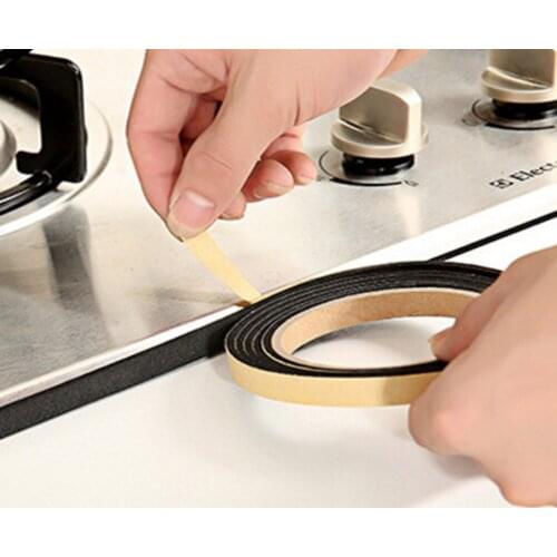 2M Kitchen Black Self-adhesive Door Window Sealing Strip Black Gas Stove Slit Strip Antifouling Dustproof Waterproof Dusting Sea