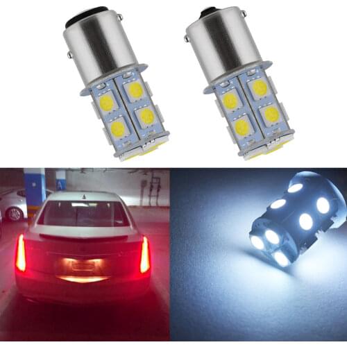 2X 1157 BAY15D 1156 BA15S P21 5W White Red 13smd Brake Parking Tail License Led VoituresTurn Signal Lamp Auto Rear Reverse Bulb