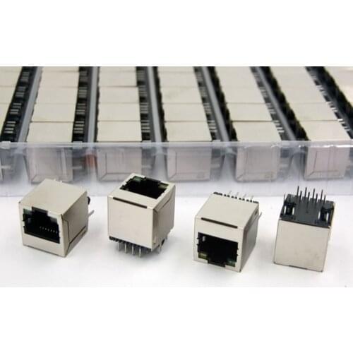 200PCS GONGFENG New Connector RJ45 With lamp Vertical RJ45 Network Socket 5224-8P8C With Shielding Special Wholesale to Brazil