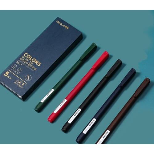 5pcs Retro Colors Gel Ink Pen Set Multi Macaron Morandi Color 0.5mm Roller Ball Pens for Diary Drawing Writing Gift School A6248
