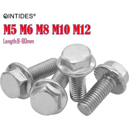 QINTIDES M5 M6 M8 M10 M12 Large hexagon head flange bolts Stainless steel series hex head flange bolt Tooth with hexagonal screw
