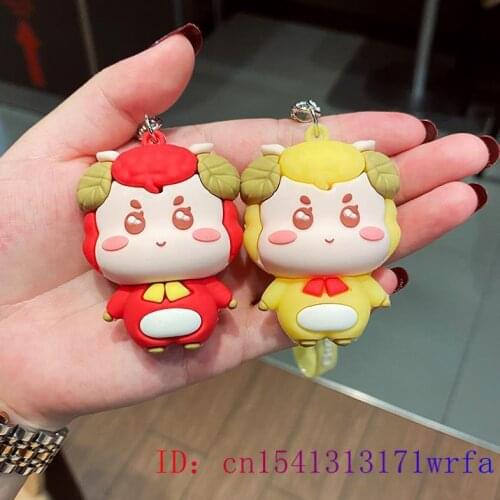 PVC Sheep Doll Keychain Anime Silica gel Bag Pendant Key chain Keyring Decorations Cartoon Gift Women Cute Men Fashion Kawaii
