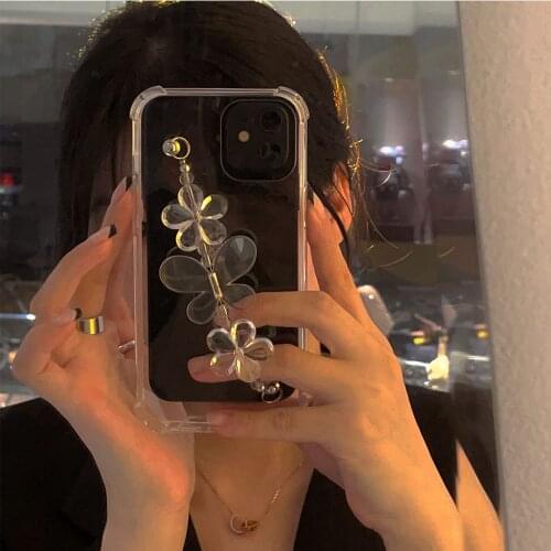 Luxury Retro flower Strap crystal Phone Case For iPhone 12 11 ProMAX 6 6S Plus 7 Plus 8 Plus X Soft Silicon Cover