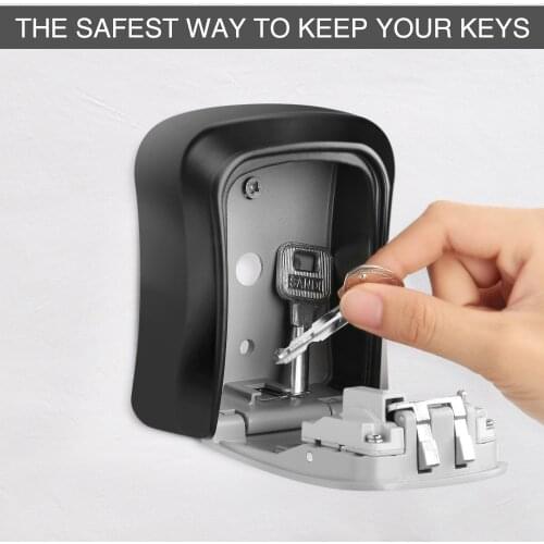 DCOS Key Lock Box Wall Mounted Aluminum alloy Key Safe Box Weatherproof 4 Digit Combination Key Storage Lock Box Indoor Outdoo