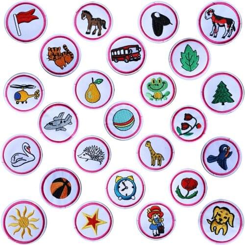 Animal Decorative Round Patch Car Flag Hedgehog icon Embroidered Applique Patches For DIY Iron on Badges Stickers on backpack