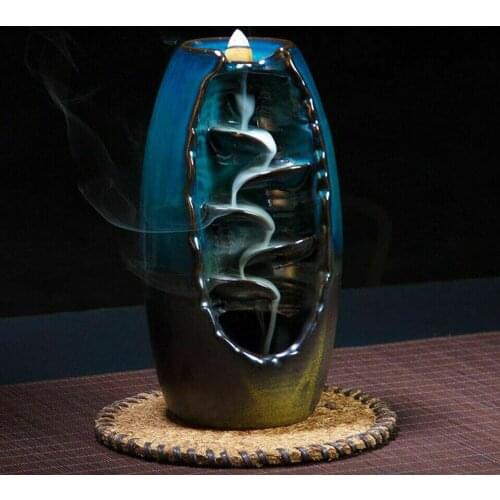 Blackflow Waterfall Incense Holder Smoke Burner Smell Removing Ceramic Cones Holder Dehumidification Mental Incense Case 3